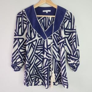 Annie Griffin Silk Printed Blouse XS